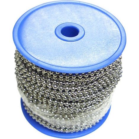 Chaîne boules laiton chromé 3,2 mm. Rouleau 50 mètres