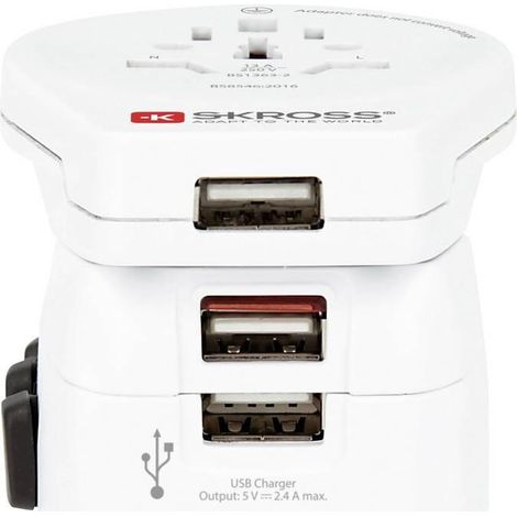 Skross PRO Light Adaptador de Viaje Blanco 3x USB