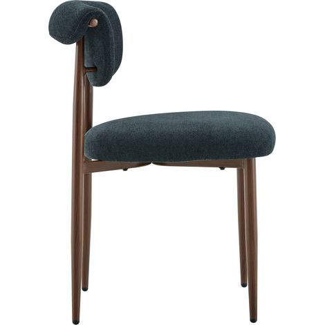 Lot de 4 chaises de salle à manger rembourrées avec dossier incurvé, pieds en métal, sans accoudoirs, couleur beige (1/5)