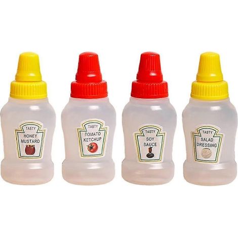 Mini bouteilles de ketchup pour accessoires de boîtes à bento, mini bouteilles à condiments en plastique, contenants vides pour ketchup (1/5)