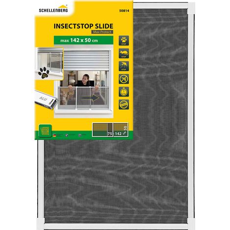 Schiebbare Fliegenvorhangrahmen Weiß, Aluminiumgitter, 75-142 x 50 cm