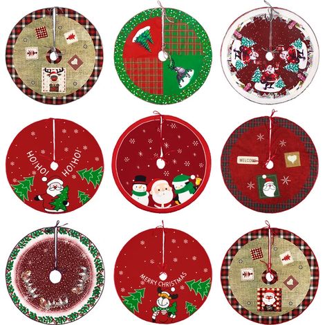 Chemise sapin de Noël diamètre 90 cm, accessoires de décoration pour la maison et les fêtes de Noël (Style 1) (1/3)