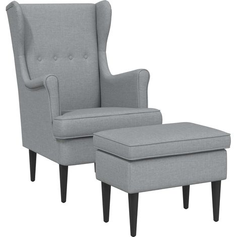 Sillón con Pouf 2 uds. Gris Claro Tela vidaXL (1/5)