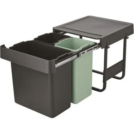 BRABANTIA Poubelle encastrable 10 + 10 + 20 L - Sort & Go Built-In
