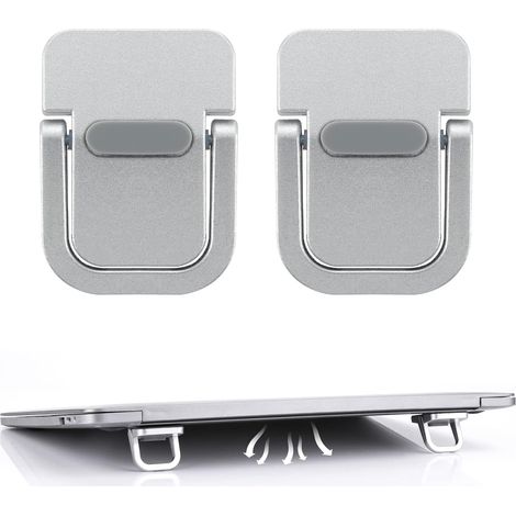 2-teiliges tragbares Tastatur- und Lautsprecherset, selbstklebend, Mini-Laptopgröße, unsichtbare Tastatur für Desktop-Computer, faltbare Laptopfüße mit rutschfestem Silikon (silber)