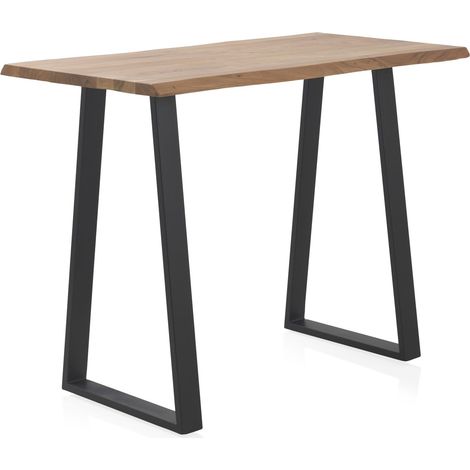 Bartisch 130 x 70 cm, massives Akazienholz, 25 mm dicke Tischplatte mit schwarzen Metallbeinen (1/5)