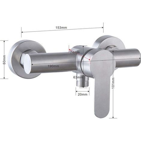Stainless steel wall-mounted shower faucet - Shower mixer - Manual control - Bathroom faucet for hot and cold water (1/3)