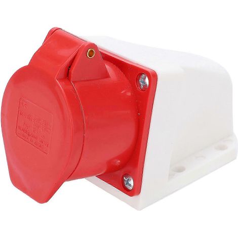 Connecteur industriel 380V 5 pôles 16A étanche anti-poussière, prise murale antidéflagrante 220-415V, montage fixe, usage professionnel. (1/5)