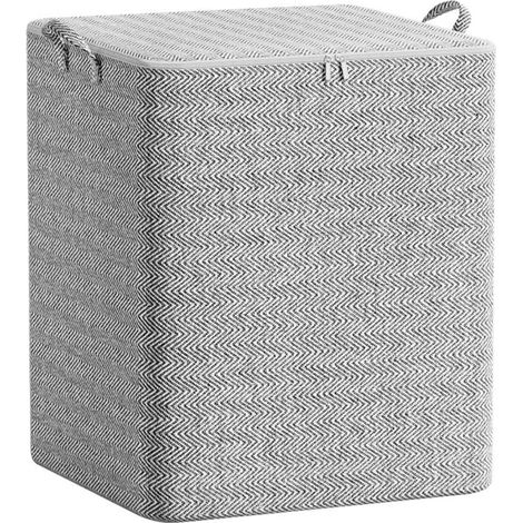 Set of 4 storage bags with handles and zipper for clothes and bedding – Non-woven fabric storage boxes – Stackable grey moving bags (220 L) (1/5)