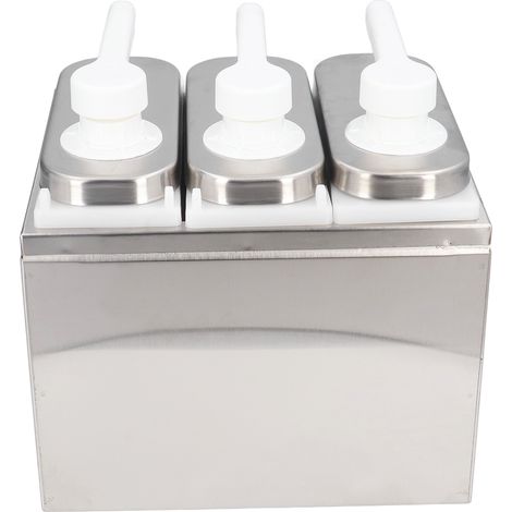 Pompa dosatrice per salse, contenitori pressa per condimenti per insalate e spezie con base, adatta per cucine e ristorazione, 3 pompe.