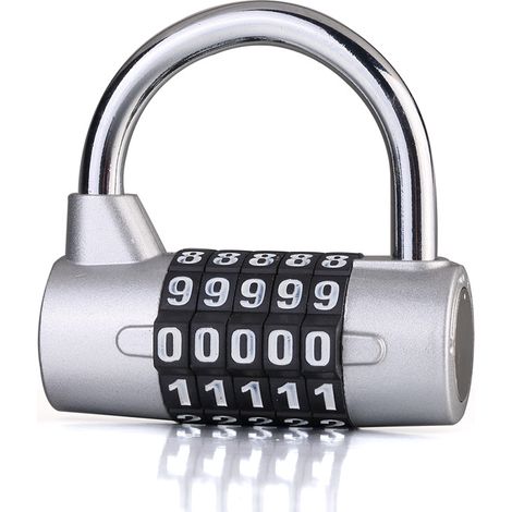 Cadenas à combinaison extérieur à 5 chiffres - Argenté