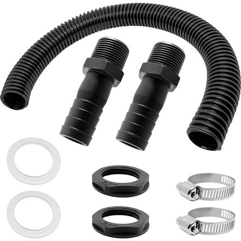Trop Plein Cuve , 2 Pcs Trop Plein Cuve Eau 1000L , Raccord Recuperateur d Eau de Pluie , Kit de Jumelage Cuve mit Joints , Tuyau de Raccordement et 2 Embouts avec Contre-écrous pour Cuve Eau