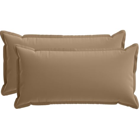 Cushion Cover 2 pcs HOUTEN Taupe 40 x 80 cm Polyester vidaXL (1/5)