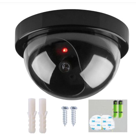 Diese realistische Überwachungskamera ist mit einem Objektiv und einem roten LED-Blitz ausgestattet und kann an der Decke oder Wand montiert werden. (2 Stück) (1/5)