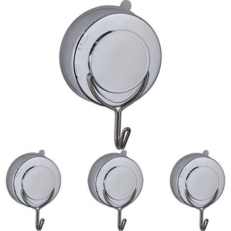 Removable Suction Hooks Heavy Duty, Wall Hooks Stick on Kitchen Back of Door Window, Shower Hooks with Suction Cup for Bathroom Hanging Robe Bath Towel, Sticky Hooks Screw Free No Drilling 4pcs (1/5)