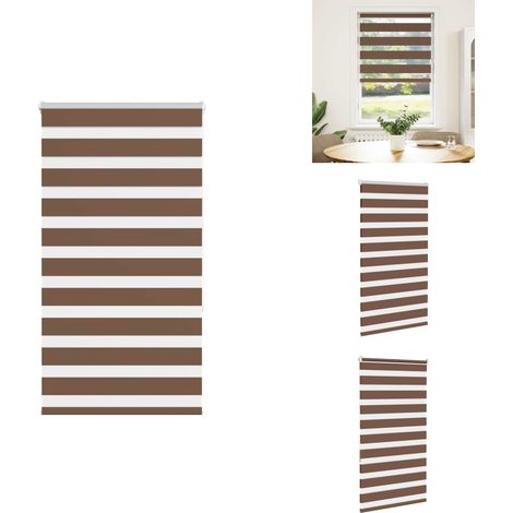 Store zèbre marron 70x150 cm largeur du tissu 65,9 cm polyester - Store Zébré - Stores Zébrés - Store À Enrouleur Zébré - Double Store À Enrouleur (1/5)