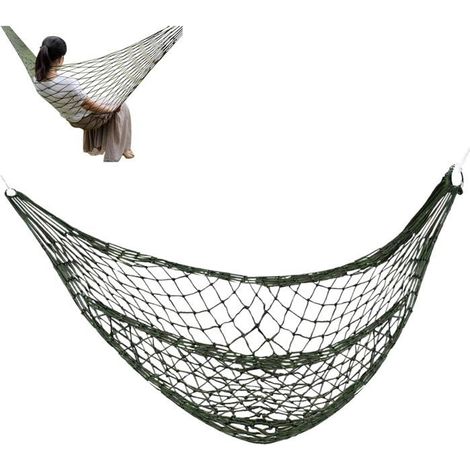 Hamac De Camping Pour 1 Personnes Nylon Hamac Polyvalent En Maille Durable Respirant Jusqu À 100 Kg Pour Intérieur Et Extéri[CA95] (1/5)