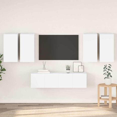 6-tlg. TV-Schrank-Set Weiß Holzwerkstoff