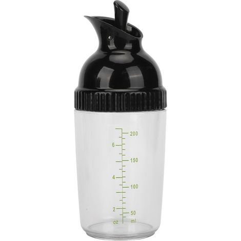 Bouteille de Mélangeur de Vinaigrette, Shaker de Vinaigrette, Bouteille de Vinaigrette 200 Ml Shaker de Vinaigrette Récipient de Vinaigrette (Noir) (1/5)
