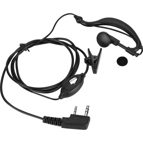Micro-casque PTT 2 broches pour radio bidirectionnelle avec accroche-oreille (1/5)
