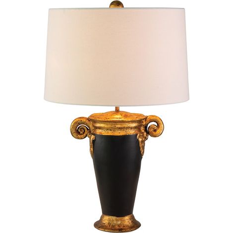 Elstead Gallier Lampada da tavolo con paralume rotondo, nero e oro (1/5)