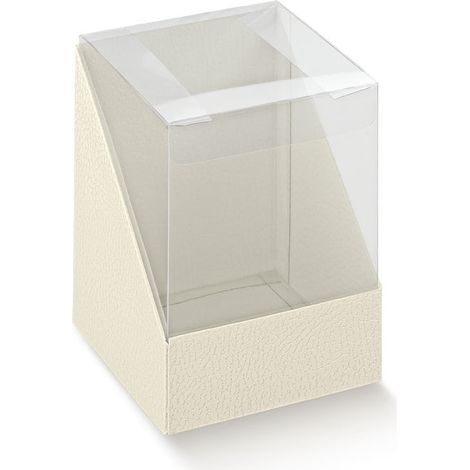 Scotton Scatoletta Portaconfetti Duo Pelle Bianca e Trasparente 10x10x12 cm Cf 10 Pz (1/2)