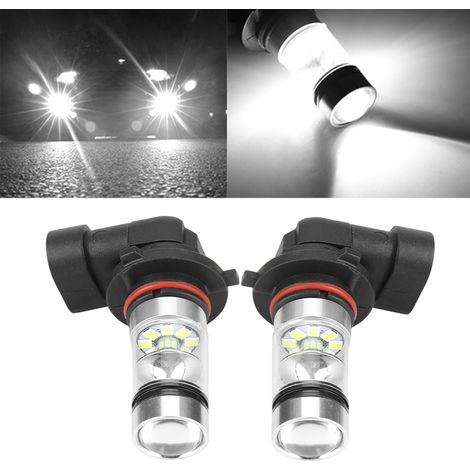 Set mit 2 H16 LED-Nebelscheinwerfern für Autos, hohe Helligkeit 100 W, 20 LEDs, 8000 K eisblaues Licht, 5202 (1/5)