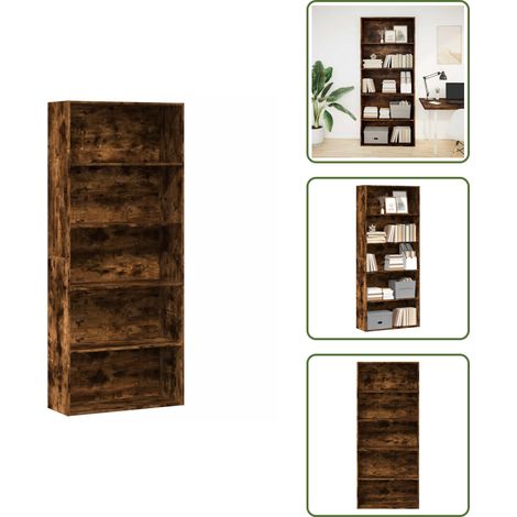 vidaXL Bücherregal Räuchereiche 80x30x189 cm Holzwerkstoff (1/5)