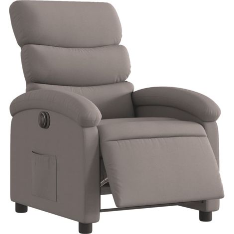 Poltrona relax TV con comodissima funzione reclinabile elettrica in tessuto tortora DEC028579