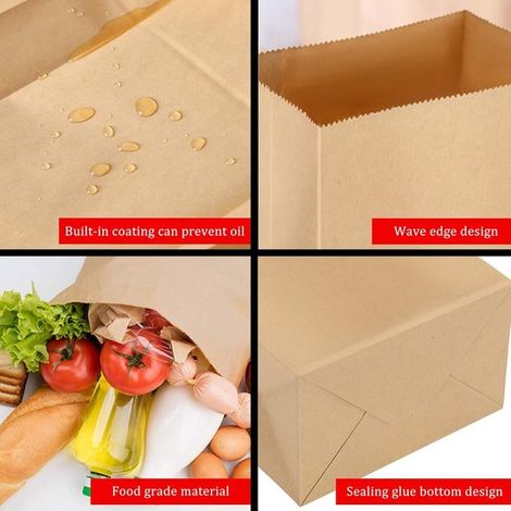 Papiertüten 50 Stück 18 x 9 cm Geschenktüten Gastgeschenke Obsttüten Süßigkeitentüten Lunchtüten Mini-Kraftpapiertüten für Hochzeiten und (1/4)