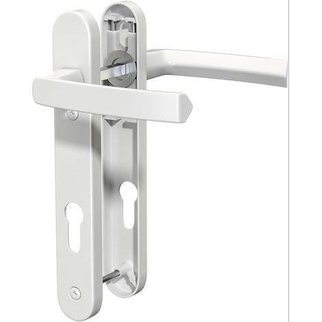 poignée de porte en aluminium UPVC blanc, 92 mm PZ, plaque arrière 212 mm, vis à vis 122 mm, de remplacement blanche (1/5)