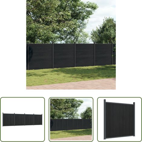 Sichtschutzzaun -  Zaunelement Grau 699x186 cm WPC (1/5)