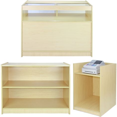 MonsterShop - Banco A1200 con Finitura in Acero da Negozio e Reception 120cm x 60cm x 90cm (1/5)