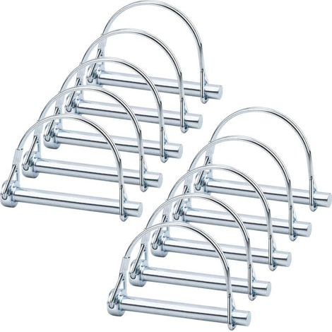 10pcs Axe de verrouillage de broche de coupleur de sécurité, axe de verrouillage Pto de 5/16 pouces avec retenue de fil rond pour jardin de pelouse de remorques agricoles (1/5)