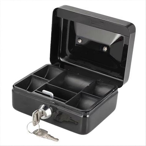 Coffre-fort miniature avec serrure, tirelire en métal, boîte de sécurité avec clé, robuste et portable pour collection de pièces. (1/5)