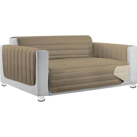 Housse de Canapé Rembourré Double Face Matelassé Couverture de Sofa Doux Élégant Gris Tourterelle - 2 Places