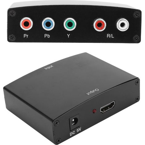 Convertisseur YPbPr vers HDMI avec Audio L/R, Câble Adaptateur RGB Portable, Alimentation 100‑240V EU (1/5)