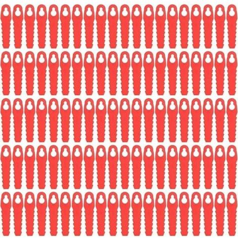 Lames De Rechange en Plastique, 100 Pièces pour Tondeuse à Gazon De Cour, Lames De Tête De Coupe De Rechange, 85Mm, Accessoires De Tondeuse à Gazon De Jardin (Rouge) (1/3)