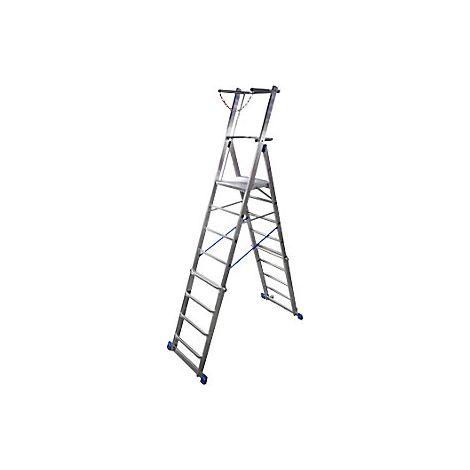 Escalera telescópica de plataforma  de altura regulable gracias
