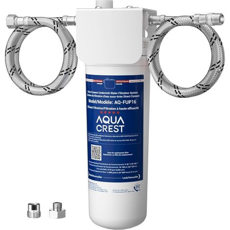 AQUA CREST UP16 Système de Filtration sous Évier, Raccordement Direct au Robinet de Cuisine, Réduit jusqu’à 99,52% du Chlore, Goûts et Odeurs, 11K Gallons (1/5)