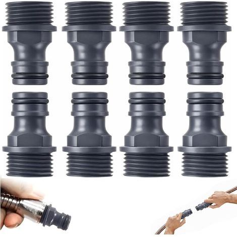 Lot De 8 Raccord Tuyau D'arrosage 1/2 Pouce Filetage Mâle Adaptateur Embout Tuyau Arrosage Connecteur Robinet Jardin Système Irrigation Raccord Rapide Durable Pour Tuyau (1/5)