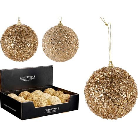 Pallina di Natale 8 cm oro modello assortito PERAGA CHRISTMAS