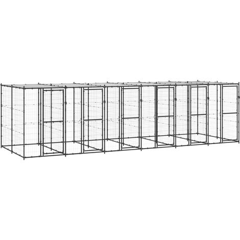 Outdoor-Hundezwinger Stahl mit Überdachung 14,52 m²