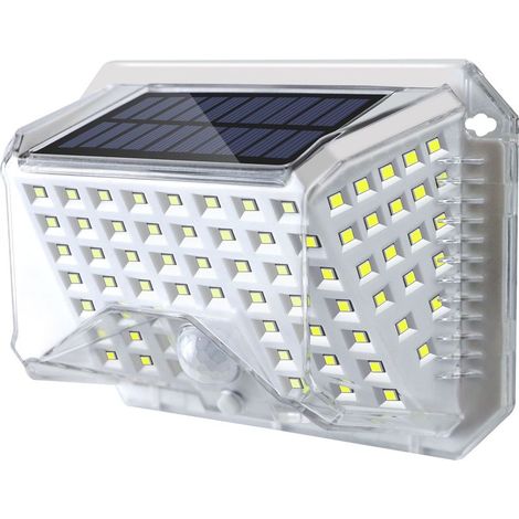 Lampe solaire extérieure avec détecteur de mouvement, projecteur LED étanche, avec 3 modes d'éclairage, idéale pour le jardin, le garage, l'abri de voiture, la terrasse et la maison (blanc).
