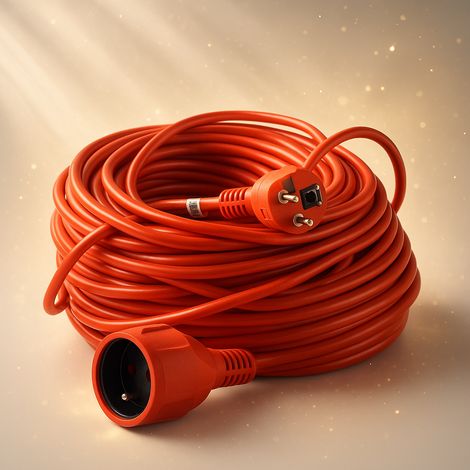 Rallonge électrique extérieure 3 fils 50M – Câble orange haute qualité – Résistante aux dommages mécaniques – Pour outils électriques (1/5)