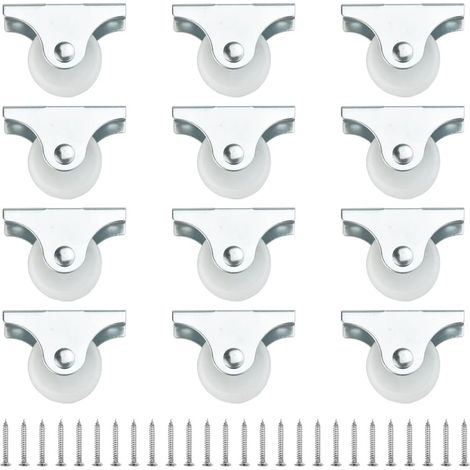 BDD Lot de 12 roulettes fixes 25 mm Petites roulettes pour meubles Petites roulettes en caoutchouc Roues de chariot non pivotantes Roulettes en plastique Roulettes de tiroir directionnelles pour roues (1/5)