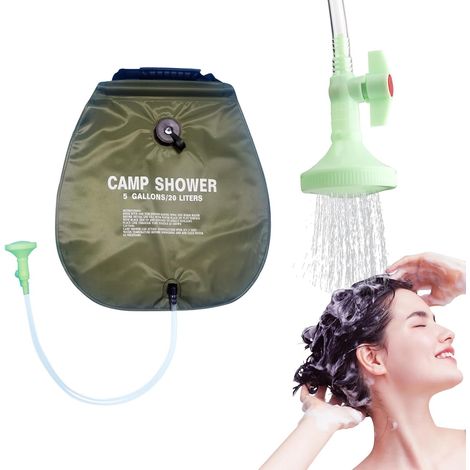 Sac de douche solaire de 20 L, sac de douche chauffant pour camping, camping, randonnée, escalade, douche d'été (1/5)