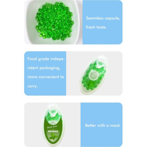 50 Pièces Perles Rafraîchissantes pour Masque, Boules Éclatantes Menthe, Fraîcheur Respiratoire Prolongée (1/5)