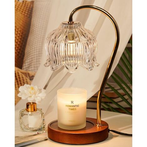 Lampe chauffe-bougie – Lampe de table – Fonte de bougie sans flamme (aromathérapie) – Style vintage – Intensité réglable avec minuteur – Couleur or champagne (1/5)