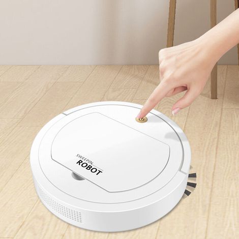 Robot Aspirateur, Aspirateur Robot Puissant, Anti-Collection, Anti-Chute, Mode Multiple, pour Nettoyage Domestique/Poils d'animaux/Poussière/Sols, Silencieux (Blanc) (1/4)